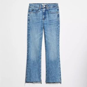 LOFT kick crop step hem high rise jeans in classic mid wash size 00